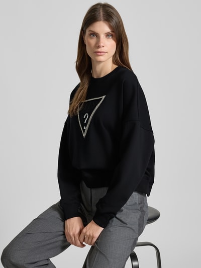 Guess Sweatshirt mit Logo und Ziersteinbesatz Modell 'RACHELE' Black 3