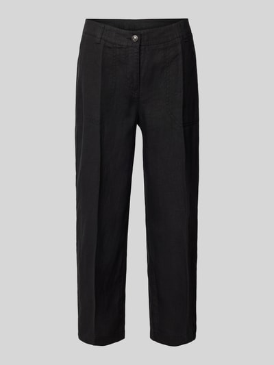 MAC Regular fit linnen broek met verkort model, model 'Nora' Zwart - 2