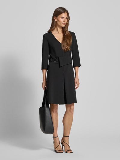 Rinascimento Knielanges Cocktailkleid mit V-Ausschnitt Black 1