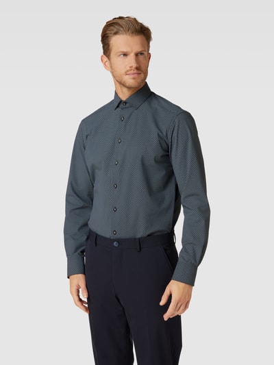 OLYMP Regular Fit Business-Hemd mit Allover-Muster Modell 'Modern Kent' Schwarz 4
