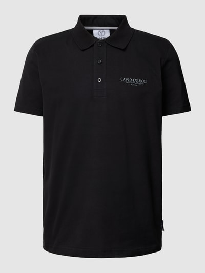 CARLO COLUCCI Koszulka polo z czystej bawełny z detalem z logo Czarny 2