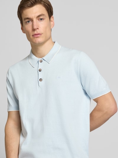 Fynch-Hatton Poloshirt mit kurzer Knopfleiste Hellblau 3