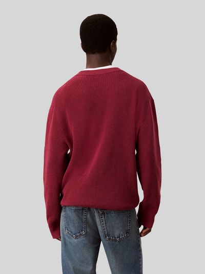 Calvin Klein Jeans Relaxed Fit Pullover aus reiner Baumwolle mit Logo-Stitching Bordeaux 5