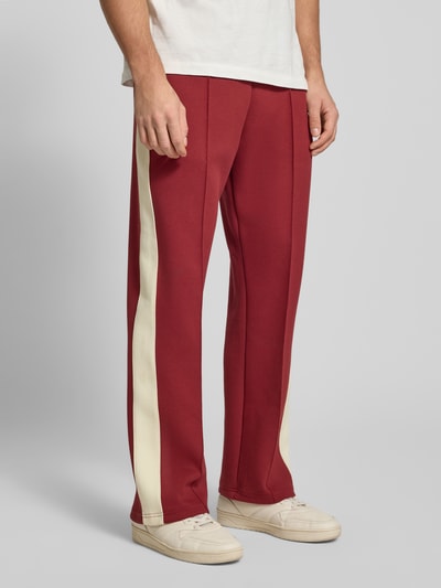 KARL KANI Sweatpants met lengtenaden en elastische band Donkerrood - 4