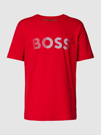 BOSS Green T-shirt met labelprint Rood - 2
