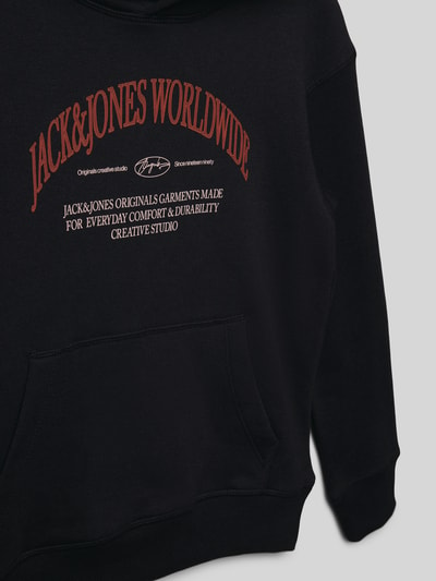 Jack & Jones Hoodie met labelprint, model 'FREDERIKSBERG' Zwart - 2