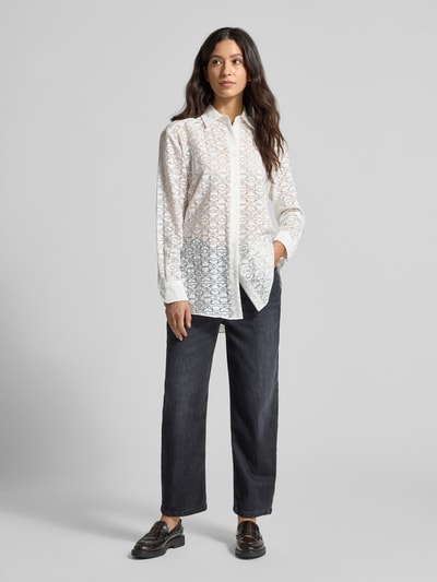 HUGO Oversized blouse van viscosemix, model 'THE OVERSIZE SHIRT' Wit - 1