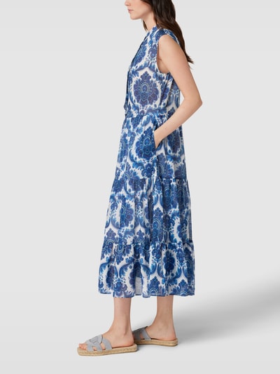 0039 Italy Midikleid mit Stufen-Look Modell 'Mila Long' Blau 4