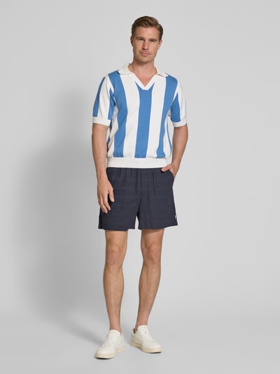 Les Deux Regular fit korte broek met structuurmotief, model 'Charlie' Donkerblauw - 1