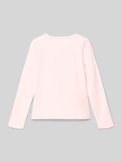 Produktfoto, Kinder Longsleeve mit Label-Print von Guess aus Baumwoll-Elasthan-Mix, Regular Fit, Rundhalsausschnitt, rosa, Rückenlänge 42 cm bei Größe 116