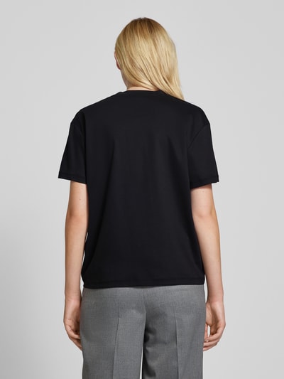 Stefanel T-Shirt mit geripptem Rundhalsausschnitt Black 5