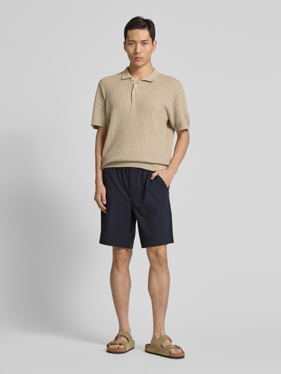 Casual Friday Korte regular fit broek met elastische band, model 'Samos' Marineblauw - 1