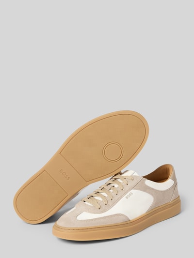 BOSS Niski krój Sneakersy z Naturalna skóra bydlęca Model 'KIERAN_TENN' Beżowy 4