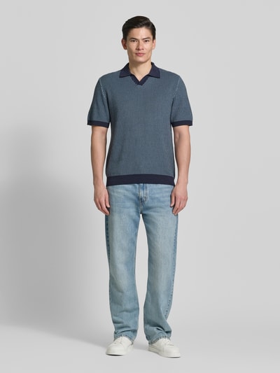 JACK & JONES Premium Regular Fit Poloshirt in Strick-Optik Modell 'Preston' Marine 1