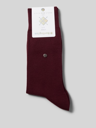 Burlington Sokken van biologische katoenmix met logo-applicatie, model 'Lord' Bordeaux - 3