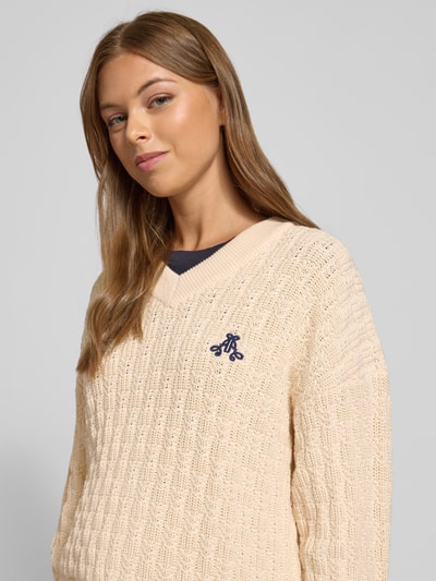 Armedangels Loose fit gebreide pullover van puur katoen, model 'CAARLAS STRUCTURE' Offwhite - 3