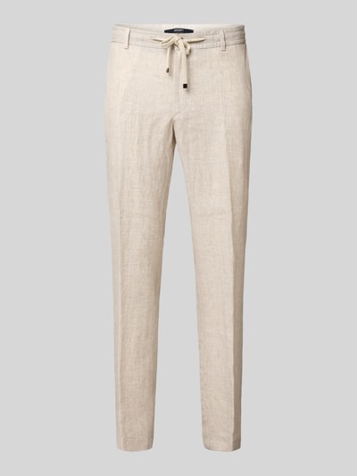 JOOP! Collection Slim Fit Leinenhose mit elastischem Bund Modell 'Sake' Beige 1