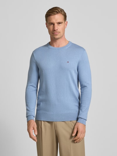 Tommy Hilfiger Regular Fit Strickpullover aus Baumwoll-Kaschmir-Mix Jeansblau 4