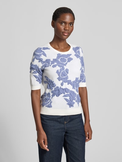 Christian Berg Woman Strickpullover im Allover-Look mit 1/2-Arm Jeansblau 4