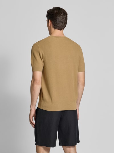 JAKE*S STUDIO MEN T-Shirt mit gerippten Abschlüssen Camel 5