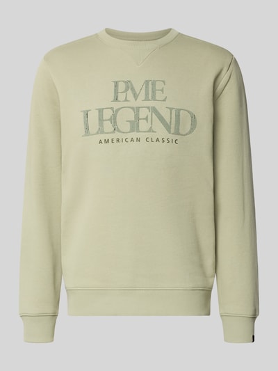 Produktfoto, Sweatshirt mit Label-Print von PME Legend aus Baumwoll-Mix in Hellbeige, Regular-Fit, Rundhalsausschnitt, dezente Struktur.