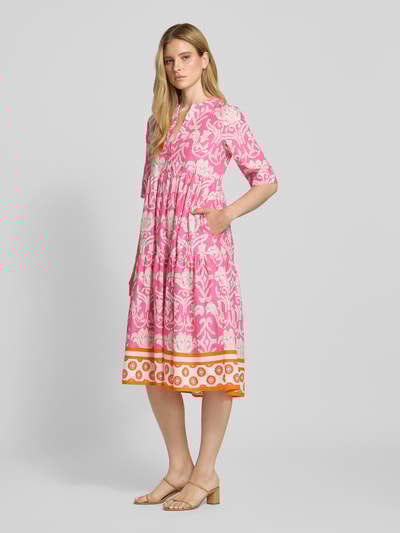 Emily Van den Bergh Sukienka midi z kołnierzem z lamówką Mocnoróżowy 1