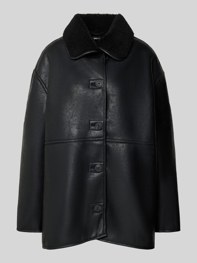 Gina Tricot Jacke in Leder-Optik mit Futter aus Teddyfell Black 2