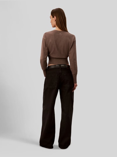 Calvin Klein Womenswear kardigan rozpinany o kroju regular fit z mieszanka wiskozy Średniobrązowy melanż 4