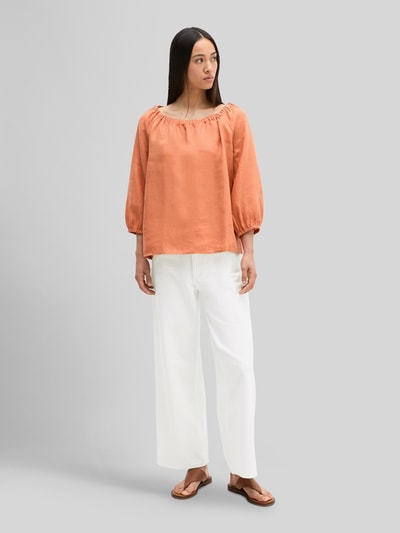Marc O'Polo Regular Fit Bluse aus reinem Leinen mit Carmen-Ausschnitt Orange 1