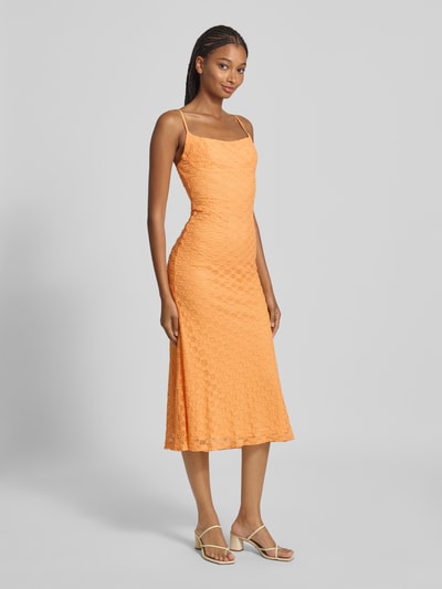 Bardot Midi-jurk met structuurmotief, model 'ADONI' Oranje - 1