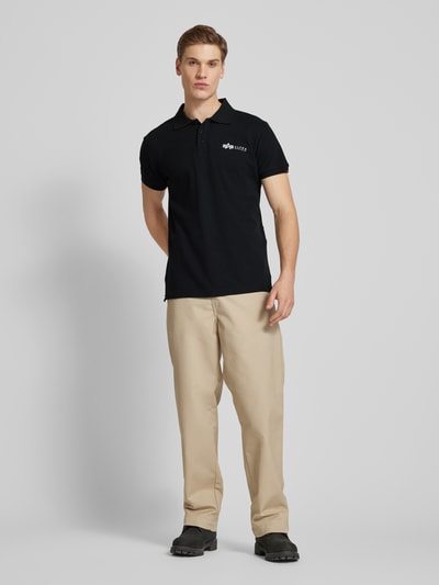 Alpha Industries Regular fit poloshirt met labelprint Zwart - 1