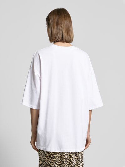 Review Oversized T-Shirt mit Viskose-Anteil und Label-Print Weiss 5