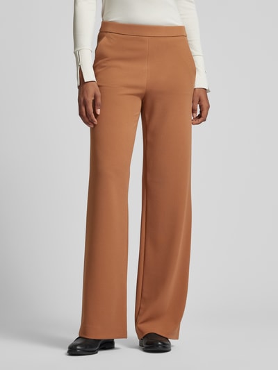 Raffaello Rossi Wide fit stoffen broek met elastische band Camel - 4