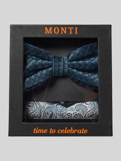 Monti Strik en pochet in een set van pure zijde Petrol - 1