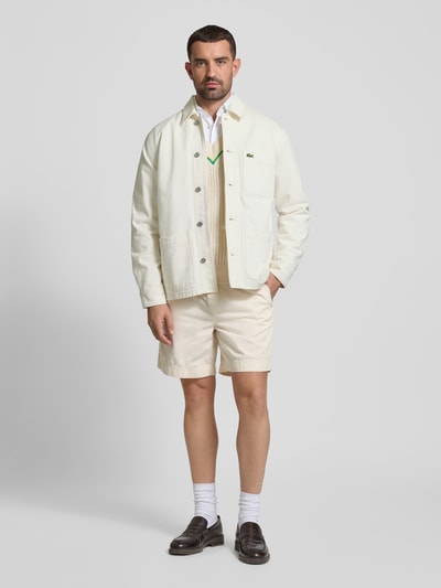 Lacoste Relaxed Fit Hemdjacke mit Eingrifftaschen Offwhite 1