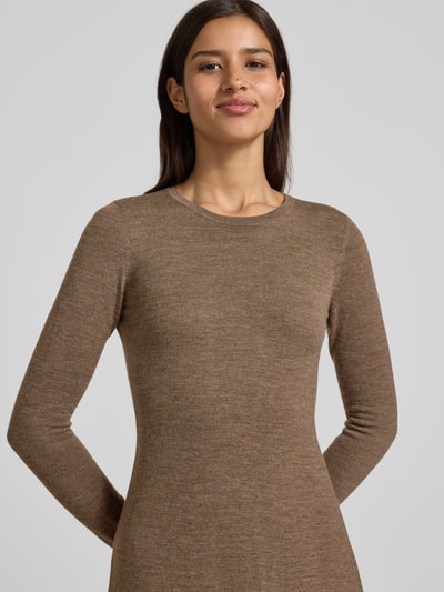 Lauren Ralph Lauren Midikleid aus Wolle mit Rundhalsausschnitt Modell 'VORLEY' Taupe 3