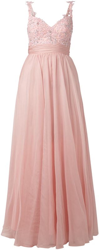 Luxuar Abendkleid mit floraler Zierborte Rosa 6