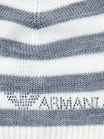 Armani Jeans Strickmütze mit Logo aus Ziersteinen Weiss 2