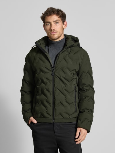 Lerros Regular fit gewatteerd jack met ritszakken Donkergroen - 4
