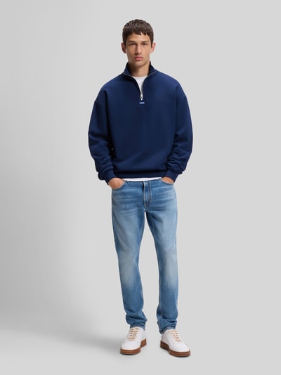 HUGO Blue Regular Fit Troyer aus reiner Baumwolle Modell 'Neeler' Marine 1