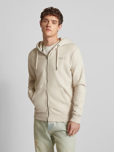 Superdry Sweatjack met labelstitching Lichtgrijs - 4