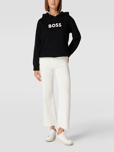 BOSS Orange Bluza z kapturem i nadrukiem z logo model ‘EDELIGHT’ Czarny 1