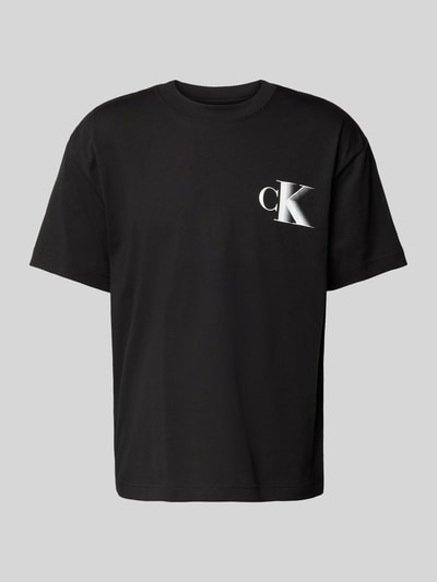 Calvin Klein Jeans T-shirt met labelprint en ronde hals Zwart - 2