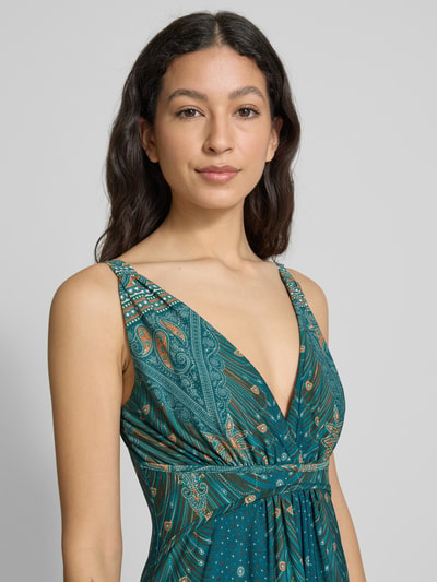 Apricot Maxikleid mit V-Ausschnitt Petrol 3