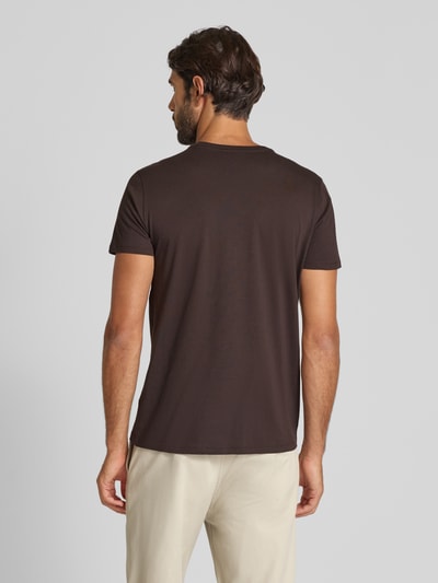 Lacoste Regular fit T-shirt van puur katoen, model 'SUPIMA' Donkerbruin - 5