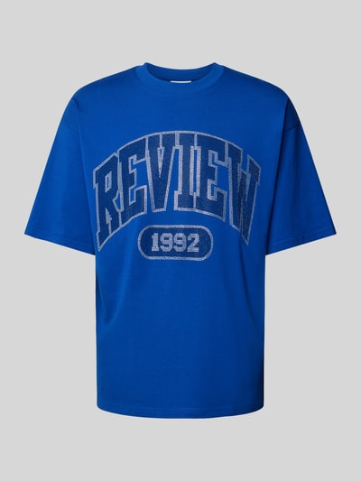 REVIEW Oversized T-shirt met labelprint Koningsblauw - 2