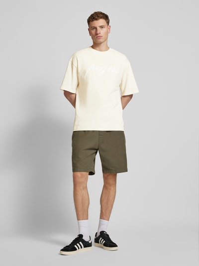 PEQUS T-shirt met extra brede schouders Beige - 1