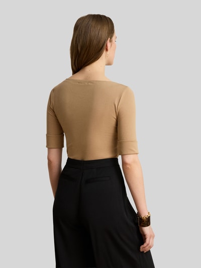 Lauren Ralph Lauren Slim fit t-shirt van katoenmix model 'JUDY' Camel - 5