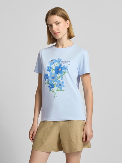Jake*s Casual T-Shirt mit Motiv-Print und Rundhalsausschnitt Hellblau 4