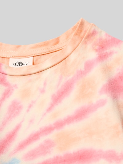 Produktfoto, Loose Fit T-Shirt aus reiner Baumwolle von s.Oliver RED LABEL, Optik:Allover-Muster Batik, Jersey, Farbverlauf in Rosa, Apricot und Blau